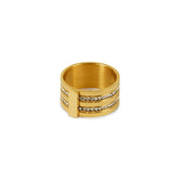 Anel com Pedras Brilhantes Grosso Banhado a Ouro 18K