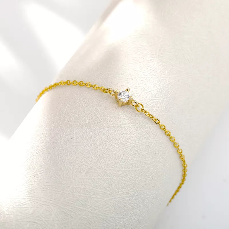 Pulseira Fina com Zircônia Banhada a Ouro 18K