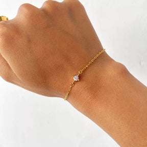 Pulseira Fina com Zircônia Banhada a Ouro 18K