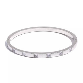 Pulseira Bracelete com Zircônia Cravejado Prata