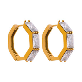 Brinco Argola com Zircônia Brancas Banhado a Ouro 18K