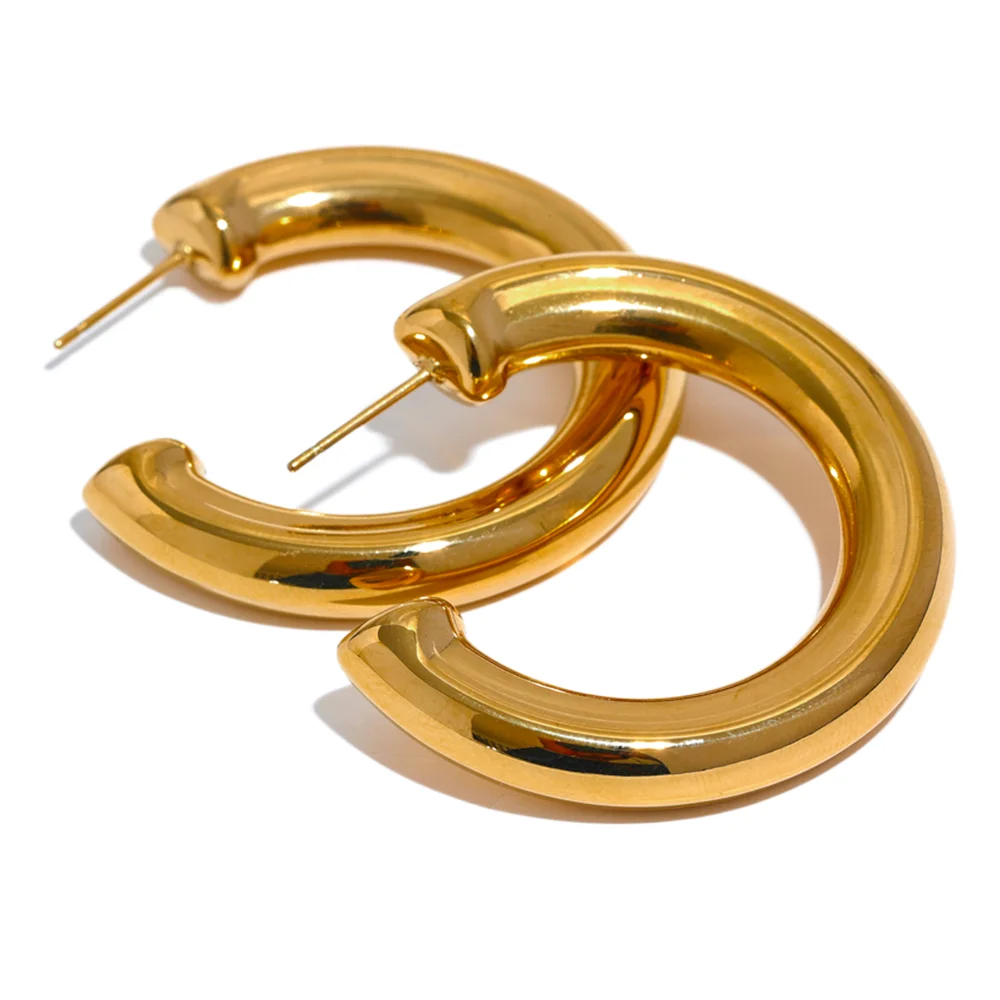 Brinco Argola Tubo Redondo 4 cm Banhado a Ouro 18K