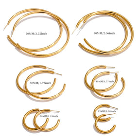 Brinco Fio Argola 25-70mm Redondo Banhado a Ouro 18K